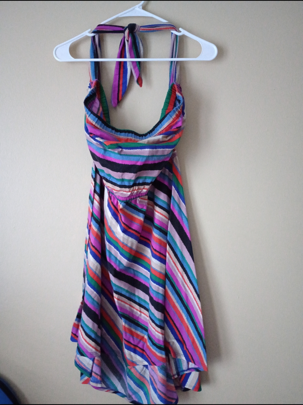 Multi-Color Striped Halter Neck Dress
